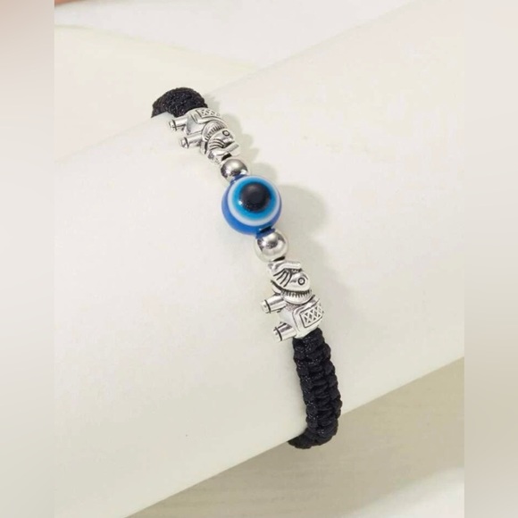 🐘🧿 Evil Eye & Elephant Braided Adjustable Bracelet NWT - Picture 4 of 5